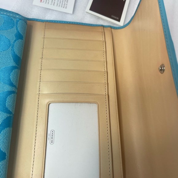 Coach Teal Signature Women's Wallet - Picture 10 of 16